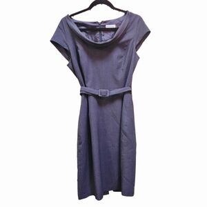 Elegant Gray Belted Dress